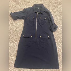 Navy Blue dress with gold accents